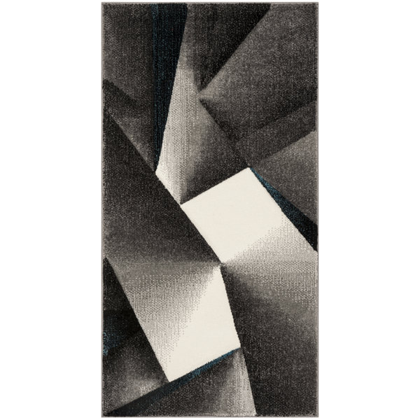 Orren Ellis Vilica Abstract Gray/Teal Area Rug & Reviews Wayfair